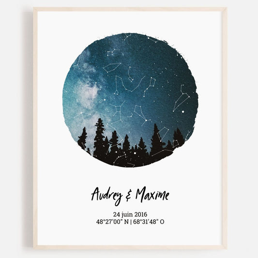 Personalized Star Map Forest | Digital File