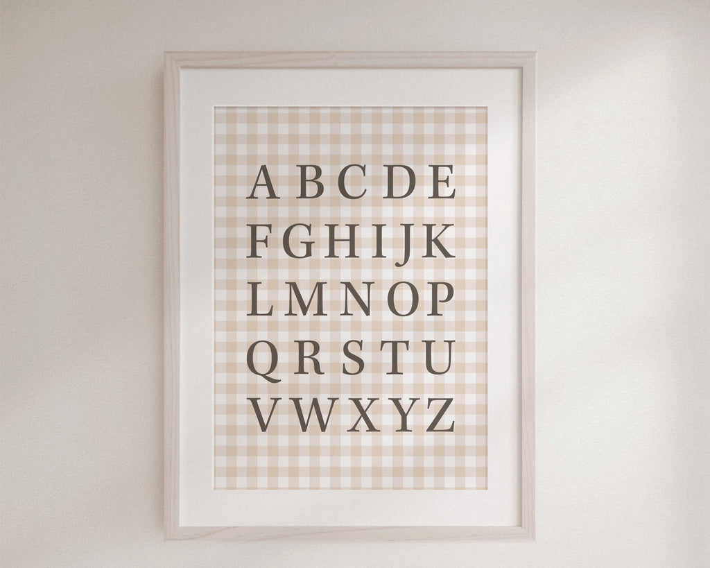 Affiche Alphabet sur carreaux vichy