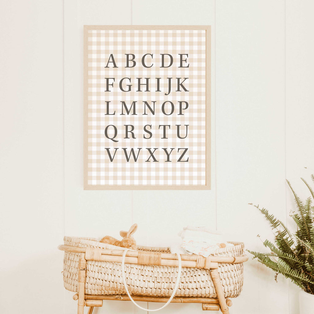 Affiche Alphabet sur carreaux vichy