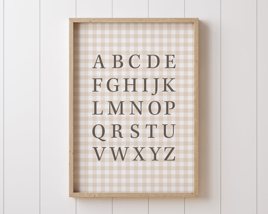 Affiche Alphabet sur carreaux vichy