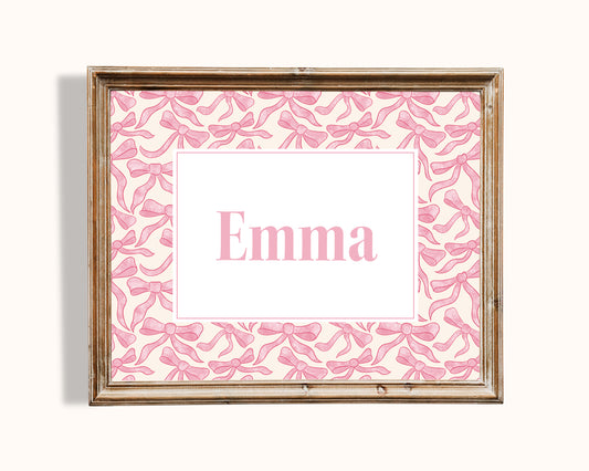 Custom Name on Watercolor Bows Print