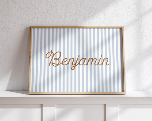 Custom Name on Pinstripe Print