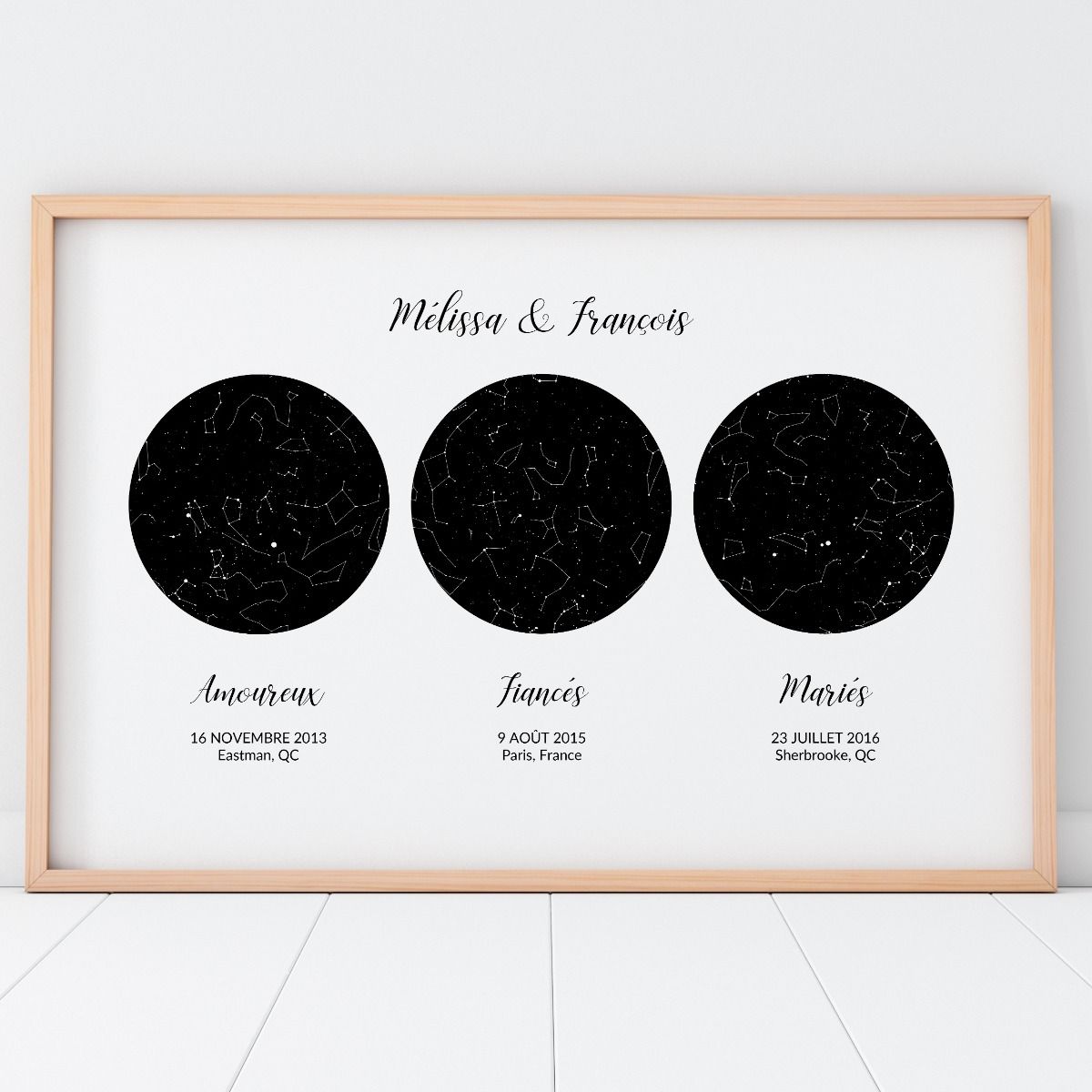 Personalized star map with 3 skies 