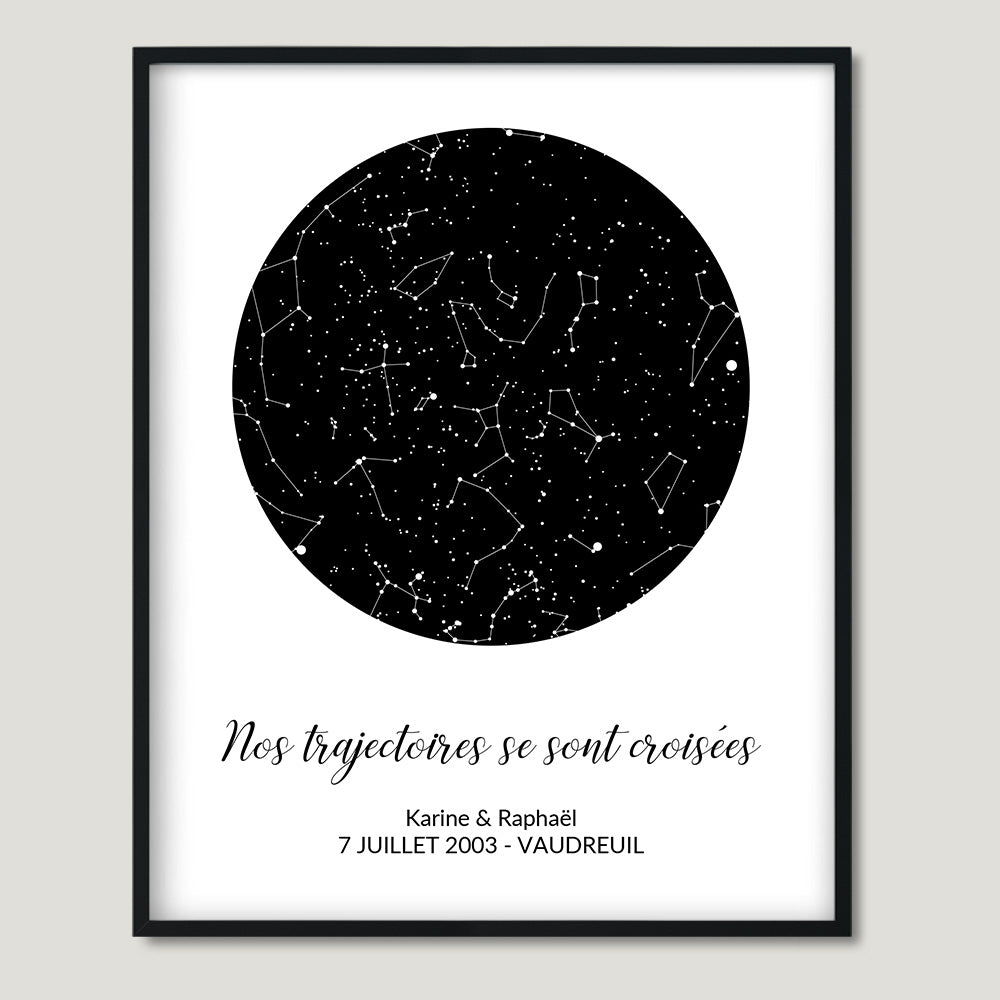 Personalized star map on white background
